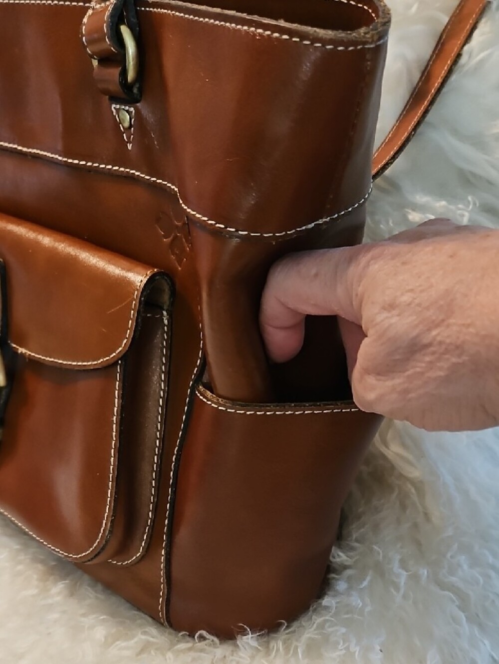 Patricia Nash Brown Leather Tote with Front Pocket - Picture 5 of 11